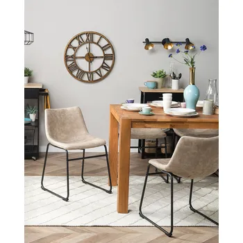 Jídelní židle Sada 2 jídelních židlí béžová polyesterové čalounění černé kovové nohy moderní industriální styl jídelna Beliani