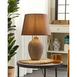 Stolní lampa hnědá keramická 52 cm látkové stínidlo obývací pokoj ložnice svítidlo v retro stylu Beliani