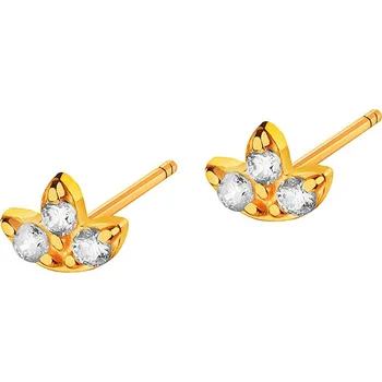 Náušnice Zlaté náušnice se zirkony - květy lotosu - K-885.02