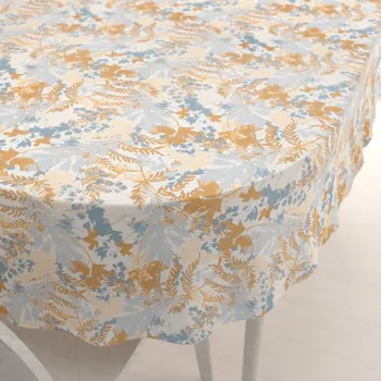 ubrus Sametový oválný ubrus Tamara TMR-043 Hnědo-modré designové rostliny 50x100 cm