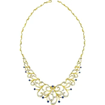 Náhrdelník Zlatý náhrdelník s brilianty a safíry - ryzost 585 - 220.193