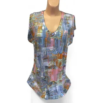 Dámská tunika Top s véčkem ANTONIE, Barva Světle modrá, Velikost XL48, Materiál 96% Viskoza 4% Lycra