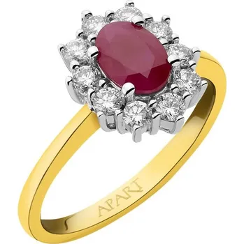 Prsten Prsten ze žlutého a bílého zlata s brilianty a rubínem - ryzost 585 - 827