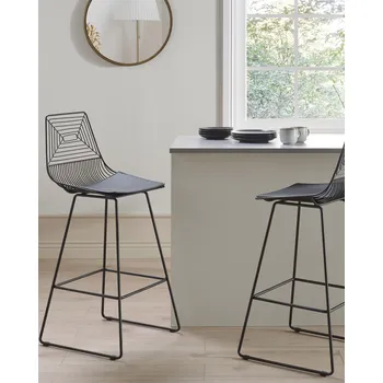 Barová židle Sada 2 barových židlí černé kovový ocelový rám sedák z umělé kůže jídelna Beliani