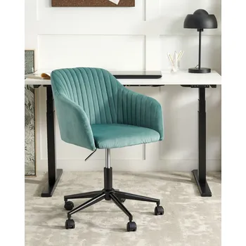 Otočná kancelářská židle mátově zelená sametová výškově nastavitelný čalouněný opěrák glamour styl Beliani