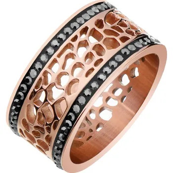 Prsten Prsten z ušlechtilé oceli s krystaly - AR526-0379