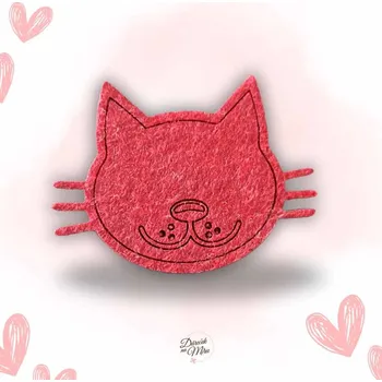 Brož FELT LABEL Brož Kočka - Vínová