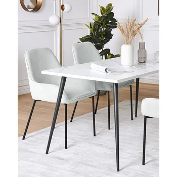 Jídelní židle Sada 2 jídelních židlí mátový manšestr čalouněné černé kovové nohy ve stylu glamour Beliani