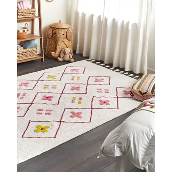 Koberec Koberec Vícebarevný Bavlna 160 x 230 cm Obdélníkový se střapci Geometrický vzor Boho Orientální Beliani