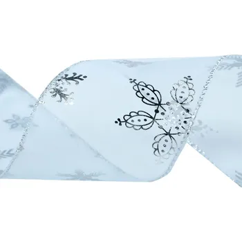 Stuha Vánoční organzová stuha metalické vločky šíře 60 mm METRÁŽ - 2 modrá pomněnková