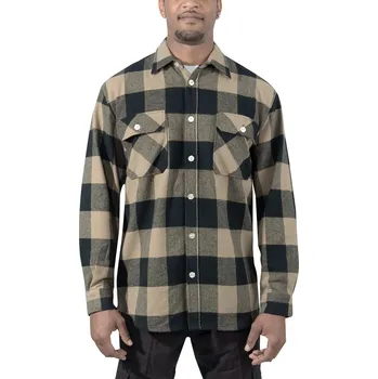Pánská košile Košile dřevorubecká FLANNEL kostkovaná COYOTE BROWN XL - Skladem