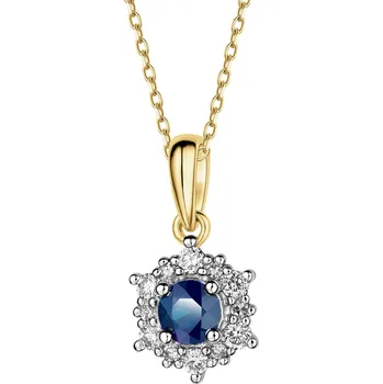 Přívěsek Zlatý přívěsek s diamanty a safírem - ryzost 585 - 220.753
