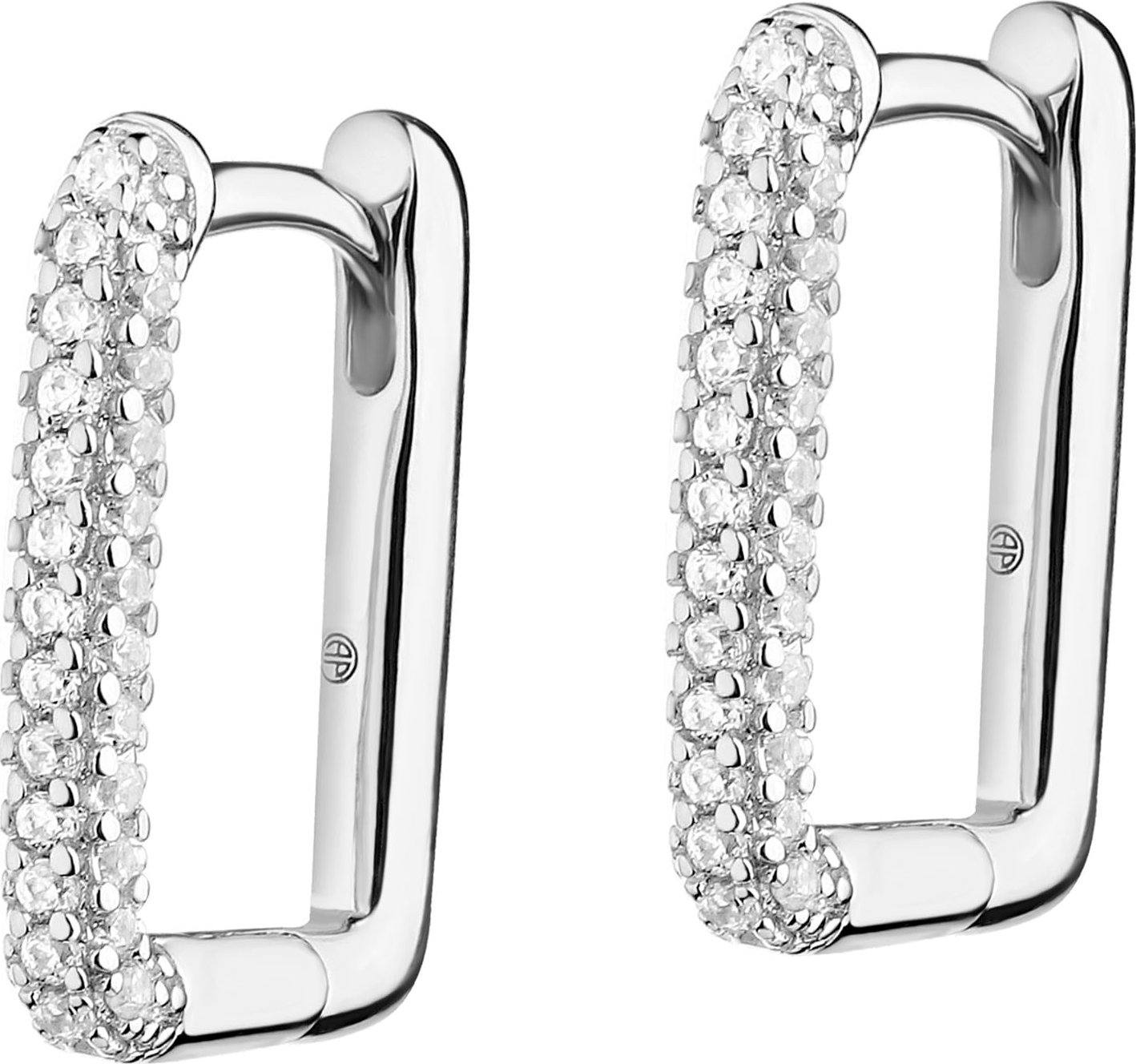 Stříbrné náušnice se zirkony - obdélníky - AP537-1147