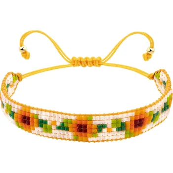 Náramek Náramek s prvky ze žlutého zlata a korálky - květiny - AP538-1916