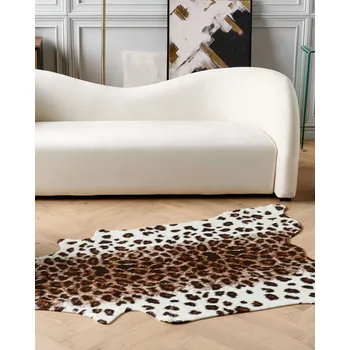 Koberec Koberec hnědý / bílý umělá hovězí kůže 150 x 200 cm se skvrnami nepravidelný vzor moderní rustikální Beliani