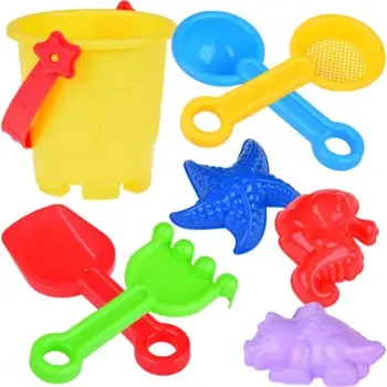 Hra na zahradu Set na písek - kbelík, formičky, hrabičky, lopatka