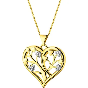 Přívěsek Zlatý přívěsek s diamanty - srdce - 0,01 ct - ryzost 585 - 197.139