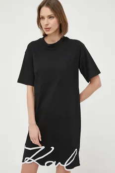 Dámské šaty Karl Lagerfeld Signature Hem T-shirt Dress 231W1357 černé