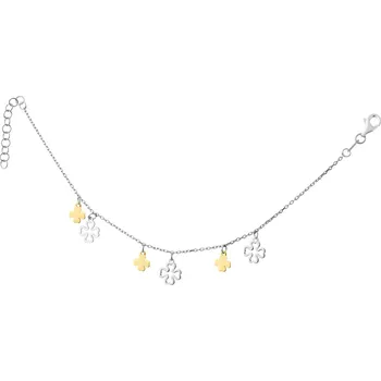 Náramek Pozlacený stříbrný náramek - čtyřlístky - AP532-7791