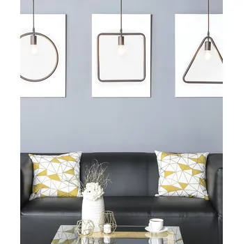 Závěsná lampa hnědá kovová 183 cm geometrický rám, minimalistická žárovka Beliani