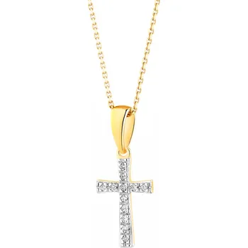 Přívěsek Zlatý přívěsek s diamanty - kříž - 0,02 ct - ryzost 585 - 101.214
