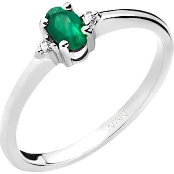 Prsten Prsten z bílého zlata s brilianty a smaragdem - ryzost 585 - 103.131
