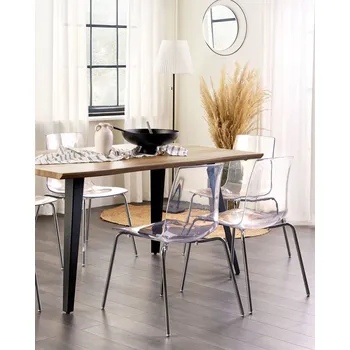 Jídelní židle Sada 2 jídelních židlí Transparentní syntetické sedadlo Kovové nohy pevná Opěrka moderní design Beliani