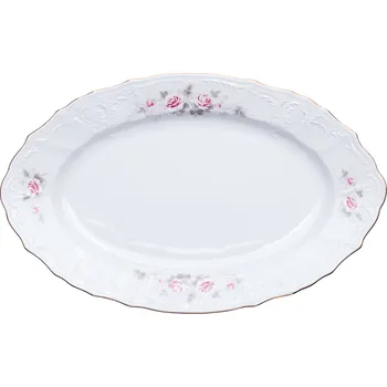 Nádobí Thun 1794 Ovál Bernadotte, 39 cm, růžičky se zlatou linkou, Thun