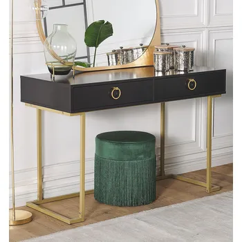 Konferenční stolek Konzolový stůl černá / zlatá z MDF desky Kovový rám Obdélníkový Obývací pokoj Ložnice Předsíň Moderní design Glamour styl Beliani