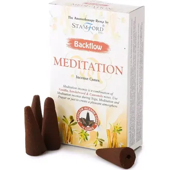 Vonné kužely tekoucí dým Stamford - Meditace 12ks (Tekoucí dým, kouřový vodopád.. Kombinace tónů vanilky, santalového dřeva a heřmánku.&nbsp;&nbsp;)