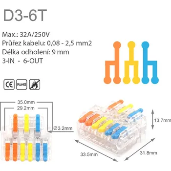 svorka Bohemia Design Samosvorná svorkovnice 3-6