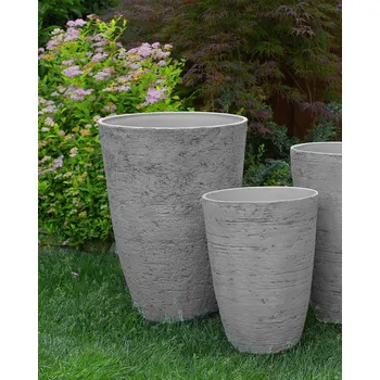 Květináč Květináče šedý kámen 51x51x71 cm vnitřní venkovní Beliani
