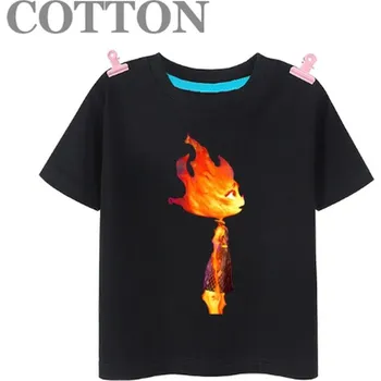 Disney Dětské bavlněné tričko s motivem oblíbeného animovaného filmu "Elemental"- Jiskra Lumen Barva: 2023092008- Černá, Velikost: 4-5 let