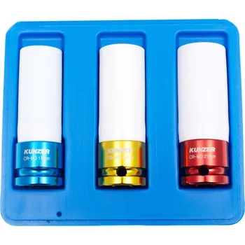 Nářadí pro automobil Sada hlavic na (ALU) hliníkové disky s ochrannou krytkou 17/19/21 mm - Kunzer