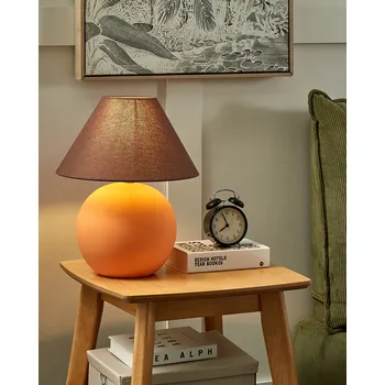Stojací lampa Stolní lampa oranžová keramika bílé látkové stínítko 41 cm noční lampa osvětlení do obývacího pokoje ložnice tradiční styl Beliani