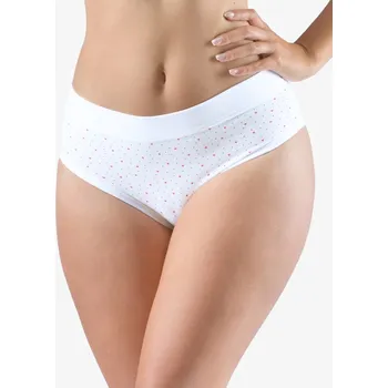 Kalhotky GINA dámské kalhotky klasické, širší bok,s potiskem Disco XVIII 10275P - bílá purpurová - 38/40