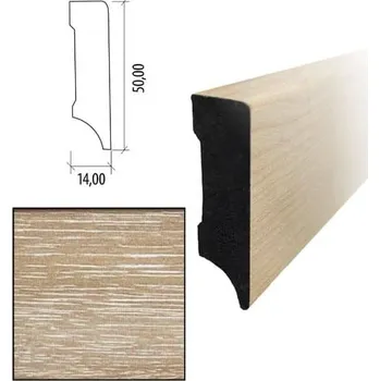 Podlahová lišta KPP – KPV 50 lišta obvodová PVC Platan, 14x50x2400mm