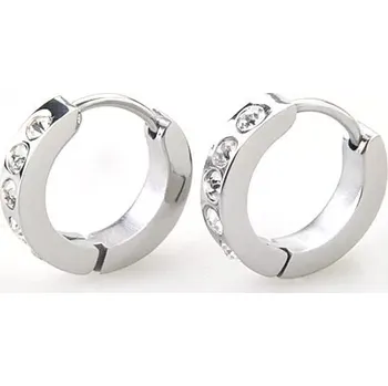 Náušnice Lesklé kloubové náušnice, ocel 316L, čiré zirkonky, stříbrný odstín