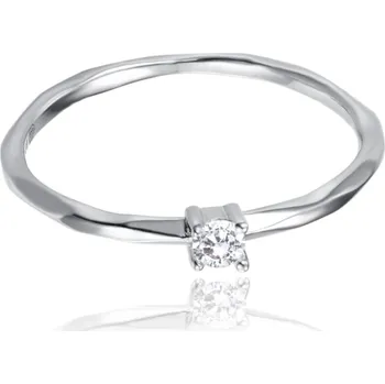 Prsten Snubní stříbrný prsten s bílým zirkonem