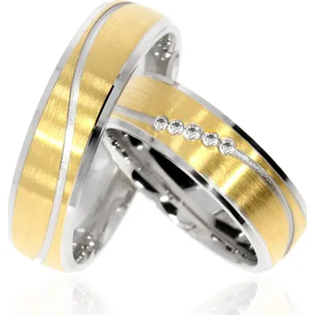 Prsten Zlatnictví Helios Zlaté snubní prsteny GO-WG-19 Kameny: Se Zirkony