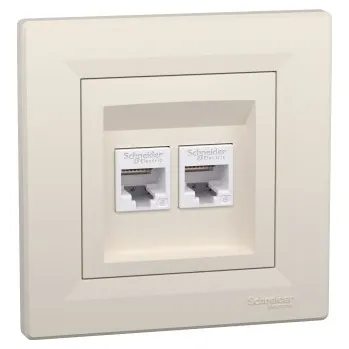 Elektrická zásuvka SCHNEIDER ELECTRIC ASFORA Zásuvka datová, kat.6 UTP, 2 otvory, krémová