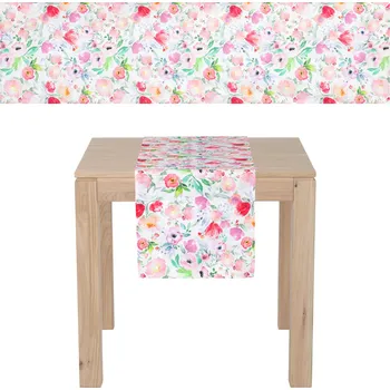 Běhoun - vzor s pivoňkami, 100 % polyester, 40 x 150 cm