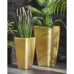 Květináč Zlaty z Přírodního Kamene, Venkovní Odolnost, 30 x 57 cm Beliani