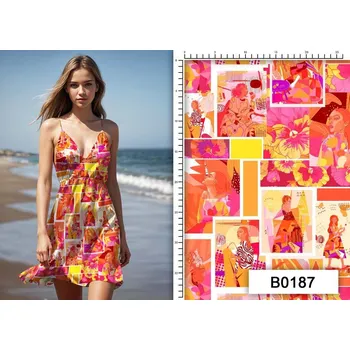 Popelín B0187, barevný vzor, š.145