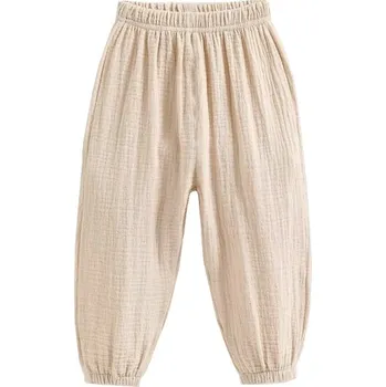 Chlapecké kalhoty Pohodlné dětské lehké letní lněné kalhoty Barva: Béžová, Velikost: 8-9 let (140)