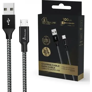 USB hub Extralink Smart Life 15W, USB-A - microUSB, 100cm, PVC, 5V 2.4A, černý