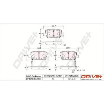 Brzdová destička Sada brzdových destiček, kotoučová brzda DRIVE+ DP1010.10.0088