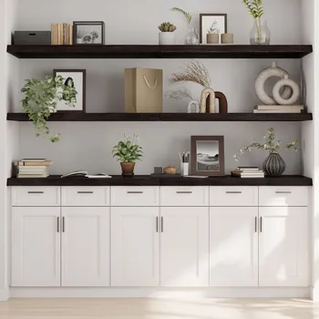 police Nástěnná police tmavě hnědá 200x60x(2-6)cm ošetřený masivní dub Hnědá 363851