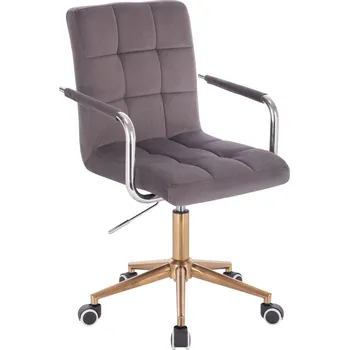 LuxuryForm DESIGN Židle VERONA VELUR na zlaté podstavě s kolečky - tmavě šedá