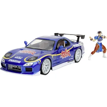 autíčko JADA TOYS Street Fighter 1993 Mazda RX7 s postavou Chun-li hotový model Model osobního automobilu